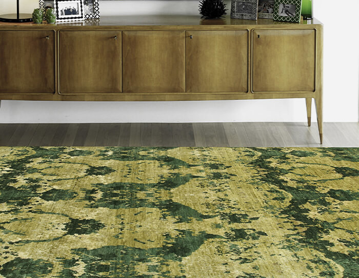 Swamp Green/Dark Green Hand Knotted Rug