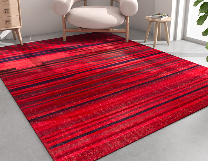 red rug bold interior with red rug