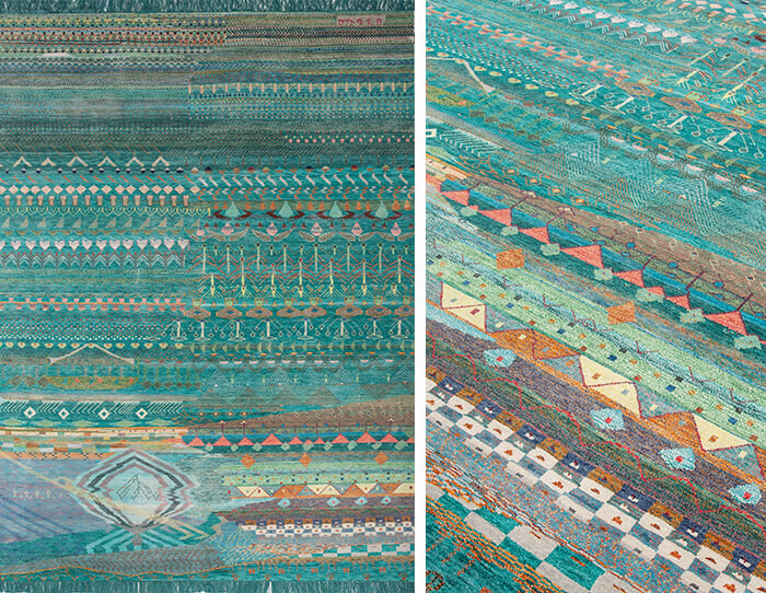 blue hand knotted rug