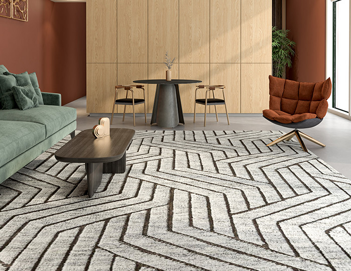 Monochrome Patterned Rug Patterned Rugs