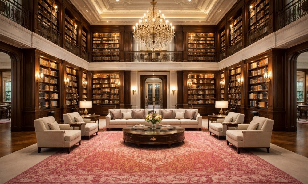 How to Use Rugs to Balance High-Ceiling Rooms & Vertical Volume?