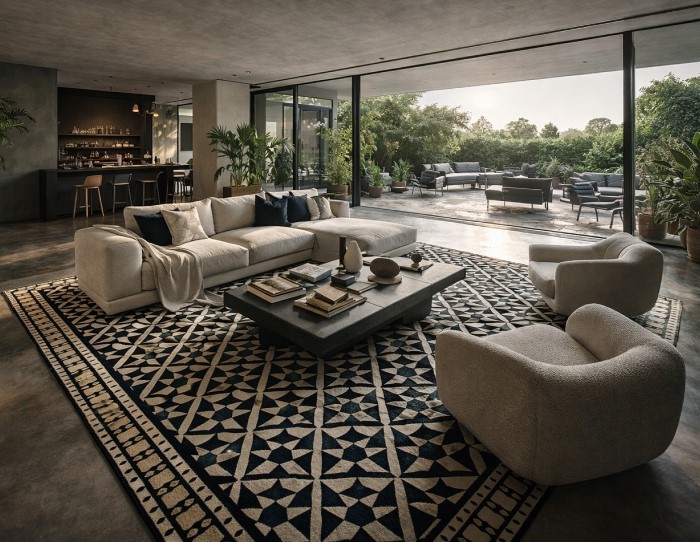modern geometric area rug