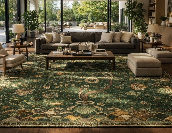 traditional green rug