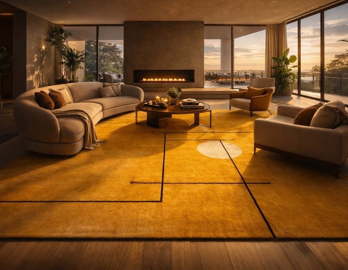 yellow modern rug