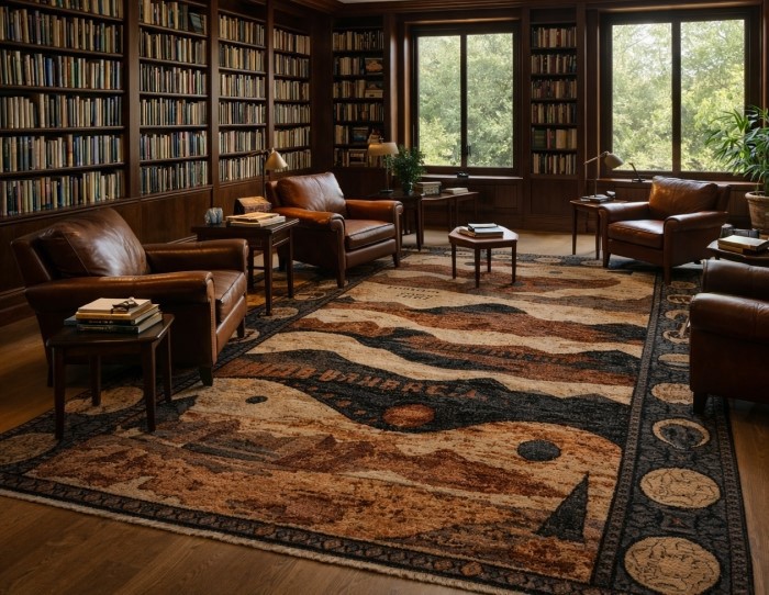 handknotted wool and bamboo silk rug