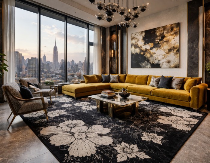 black-floral-rug