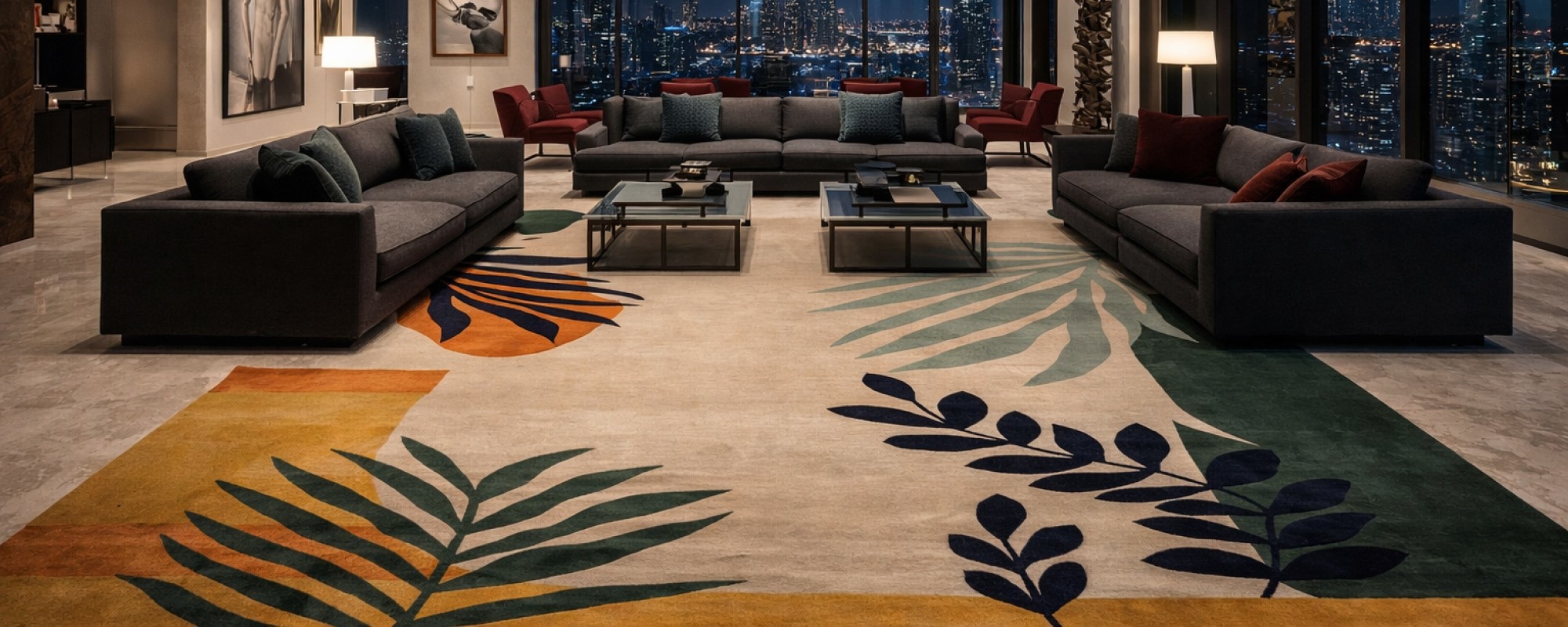 rugs for double height living rooms