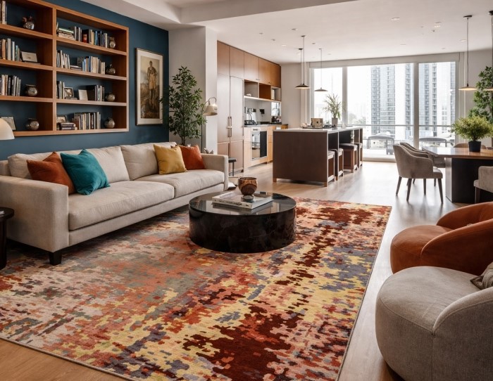 modern rug for studio apartment