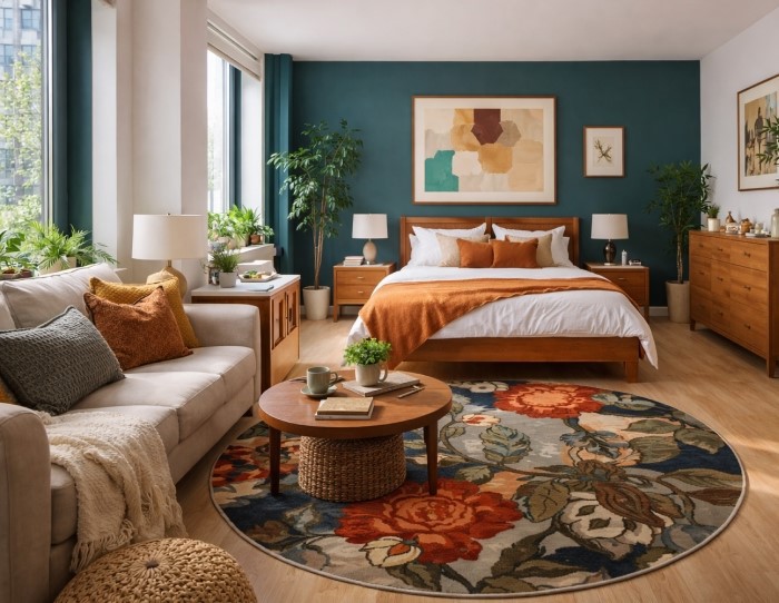 floral round rug for small spaces