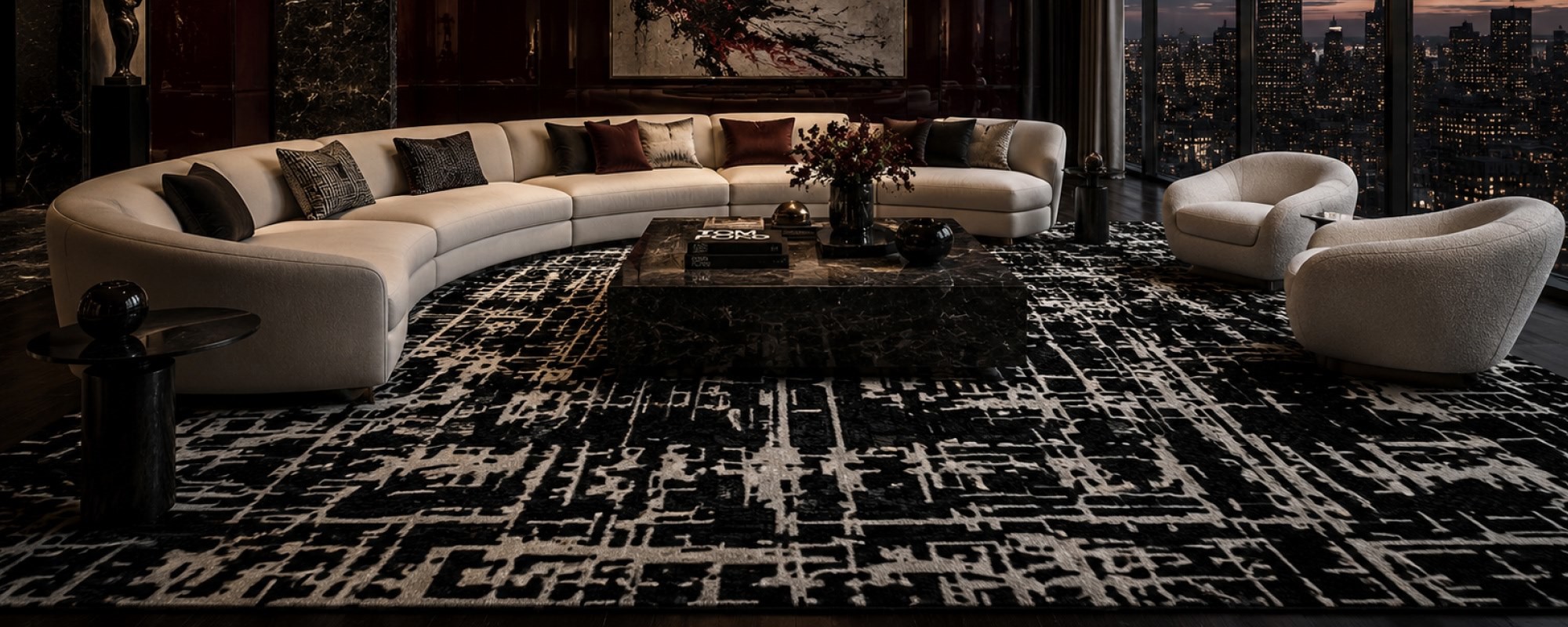 Adrift Rug Collection: Modern Black and White Geometric Rugs