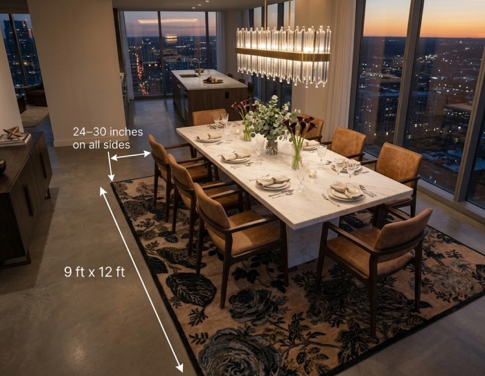 dining room table rug