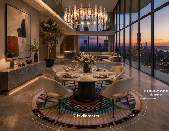 dining table carpet size