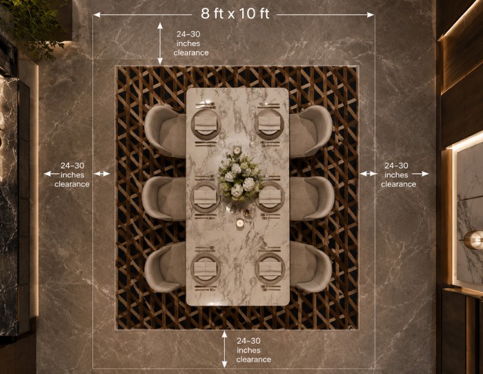rug size for dining room table