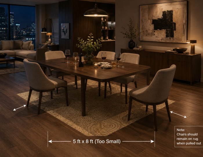 rug size for dining table