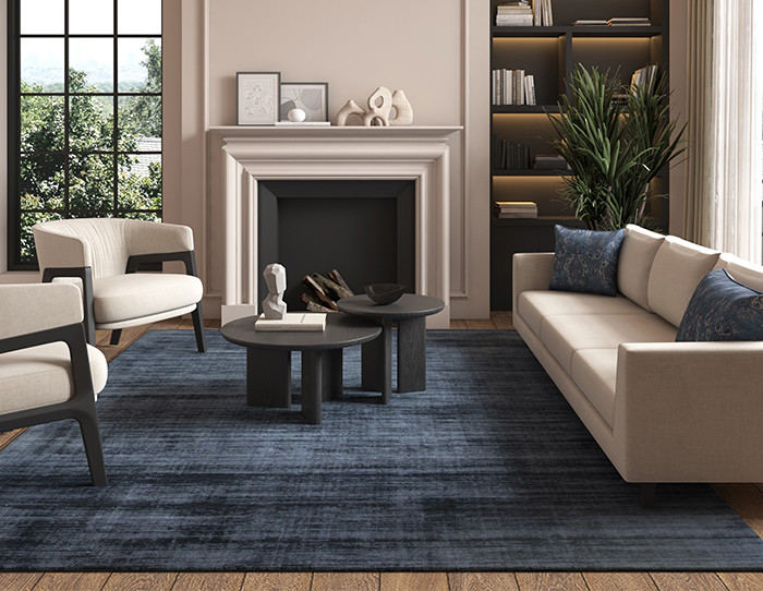 blue and white in contemporary living rooms