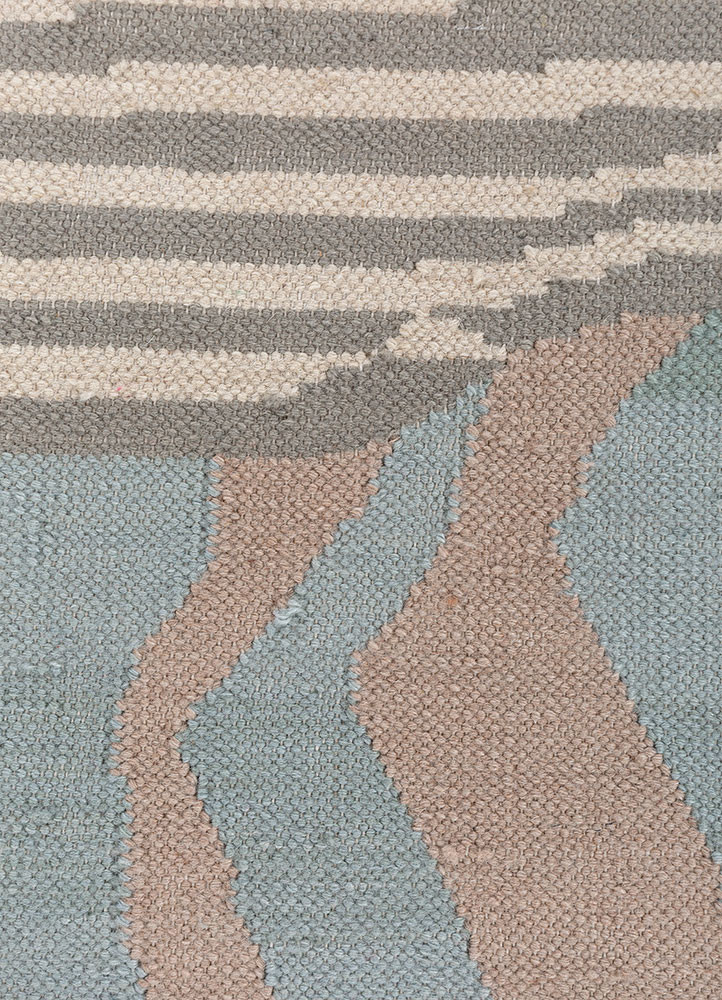 checkers blue wool flat weaves Rug - CloseUp checkers blue wool flat weaves Rug - CloseUp