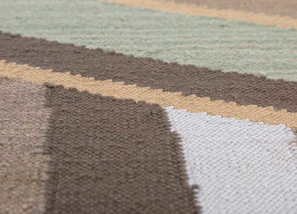 checkers ivory wool flat weaves Rug - CloseUp