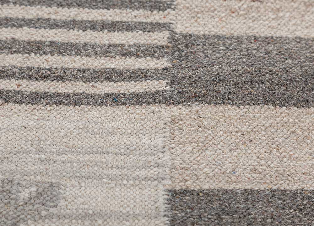 bedouin blue wool and viscose flat weaves Rug - CloseUp