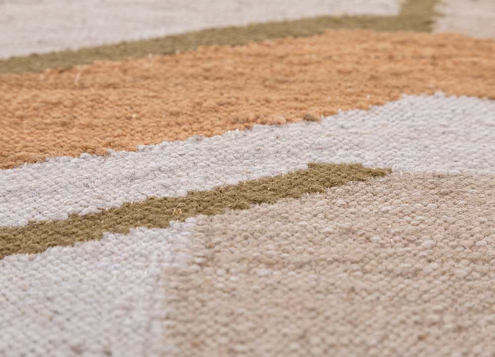 checkers blue wool and viscose flat weaves Rug - CloseUp