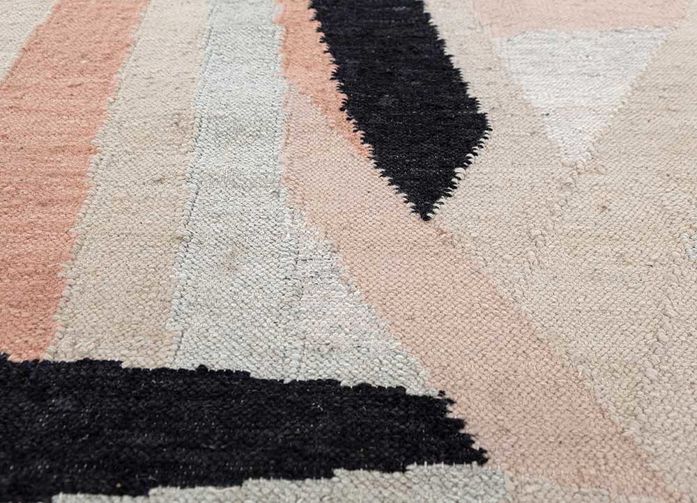 checkers ivory wool and viscose flat weaves Rug - CloseUp checkers ivory wool and viscose flat weaves Rug - CloseUp