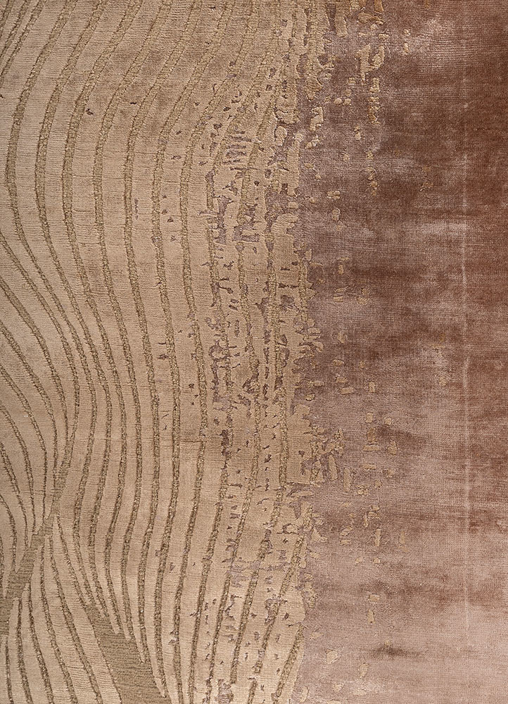 edge and essence beige and brown wool and bamboo silk hand knotted Rug - CloseUp edge and essence beige and brown wool and bamboo silk hand knotted Rug - CloseUp
