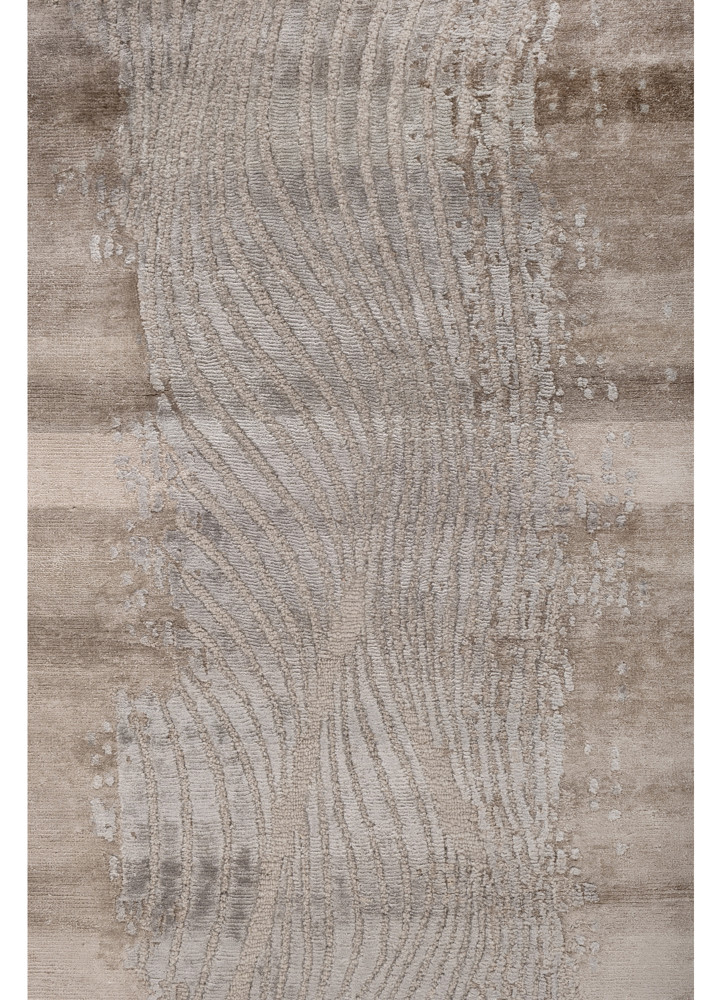 edge and essence ivory wool and bamboo silk hand knotted Rug - CloseUp edge and essence ivory wool and bamboo silk hand knotted Rug - CloseUp