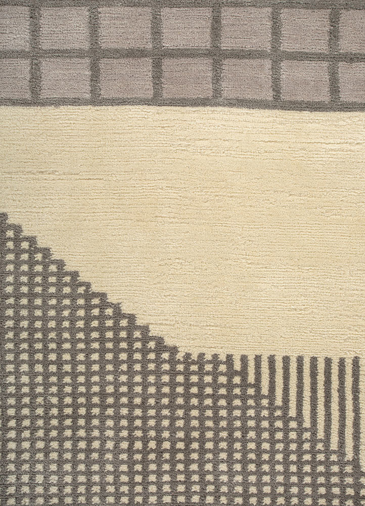 box grey and black wool hand knotted Rug - CloseUp box grey and black wool hand knotted Rug - CloseUp