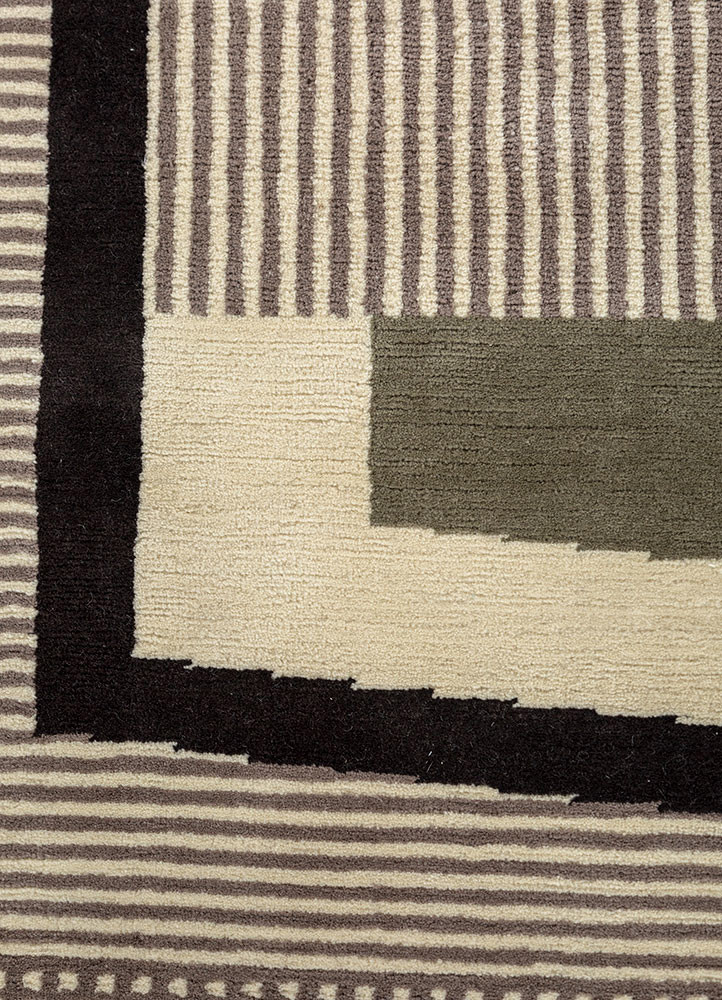 box green wool hand knotted Rug - CloseUp box green wool hand knotted Rug - CloseUp