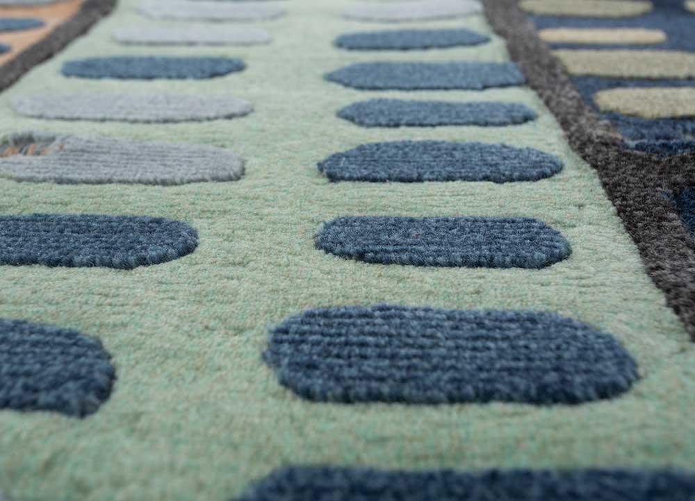 jaanwar green wool hand knotted Rug - CloseUp jaanwar green wool hand knotted Rug - CloseUp