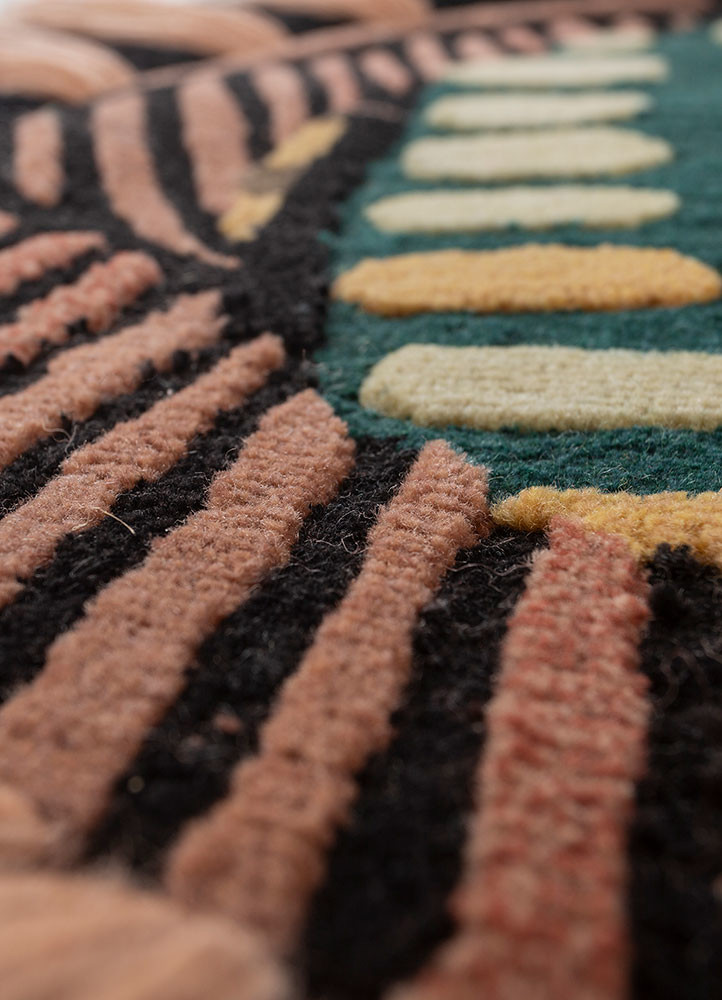 jaanwar grey and black wool hand knotted Rug - CloseUp jaanwar grey and black wool hand knotted Rug - CloseUp