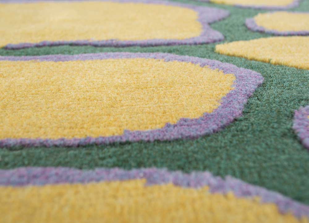 jaanwar green wool hand knotted Rug - CloseUp jaanwar green wool hand knotted Rug - CloseUp