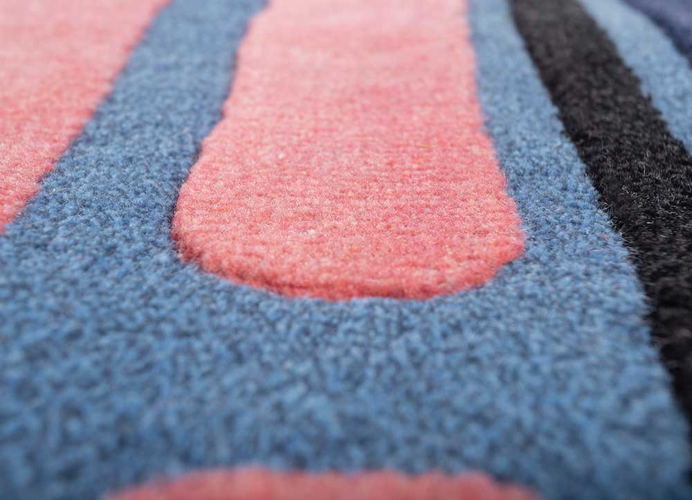 jaanwar blue wool hand knotted Rug - CloseUp jaanwar blue wool hand knotted Rug - CloseUp