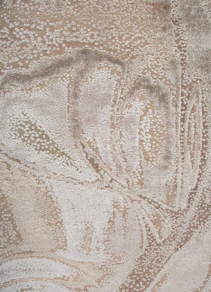 aprezo ivory wool and bamboo silk hand knotted Rug - CloseUp