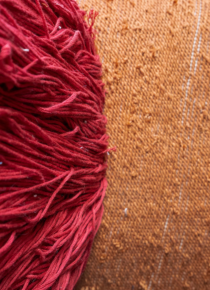 caminantes red and orange wool and bamboo silk hand knotted WALL ART & TAPESTRY - CloseUp caminantes red and orange wool and bamboo silk hand knotted WALL ART & TAPESTRY - CloseUp