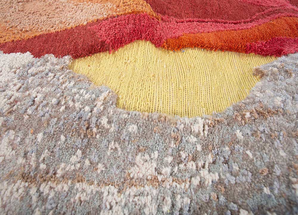 caminantes blue wool and bamboo silk hand knotted WALL ART & TAPESTRY - CloseUp caminantes blue wool and bamboo silk hand knotted WALL ART & TAPESTRY - CloseUp