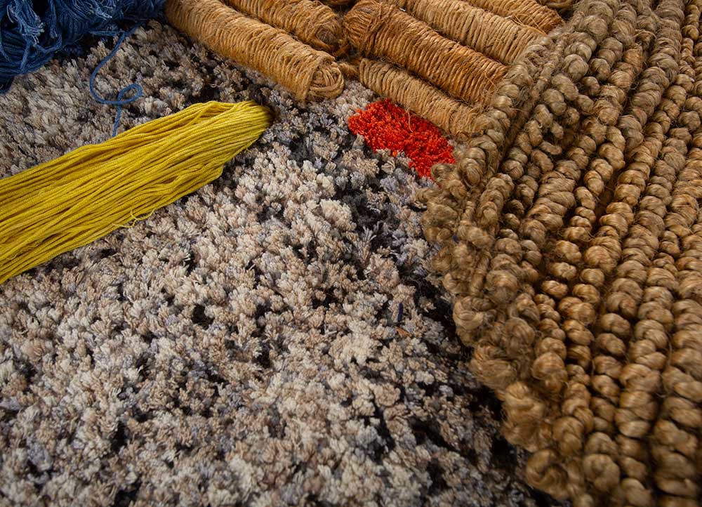 caminantes blue wool and bamboo silk hand knotted WALL ART & TAPESTRY - CloseUp