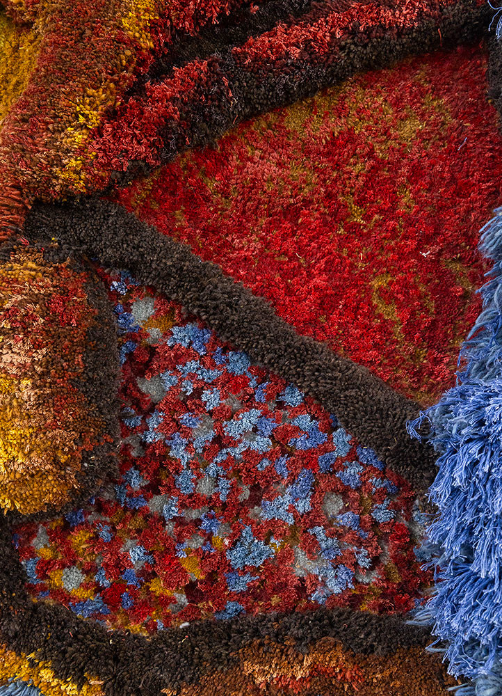 caminantes beige and brown wool and bamboo silk hand knotted WALL ART & TAPESTRY - CloseUp caminantes beige and brown wool and bamboo silk hand knotted WALL ART & TAPESTRY - CloseUp