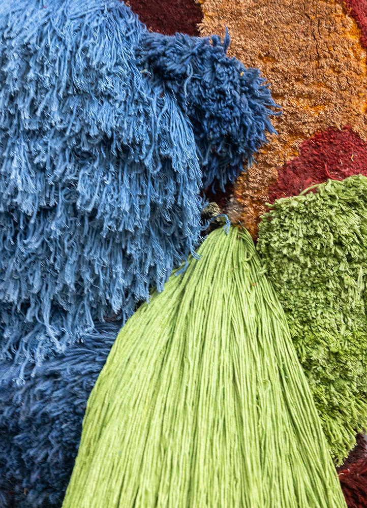 caminantes red and orange wool and bamboo silk hand knotted WALL ART & TAPESTRY - CloseUp caminantes red and orange wool and bamboo silk hand knotted WALL ART & TAPESTRY - CloseUp