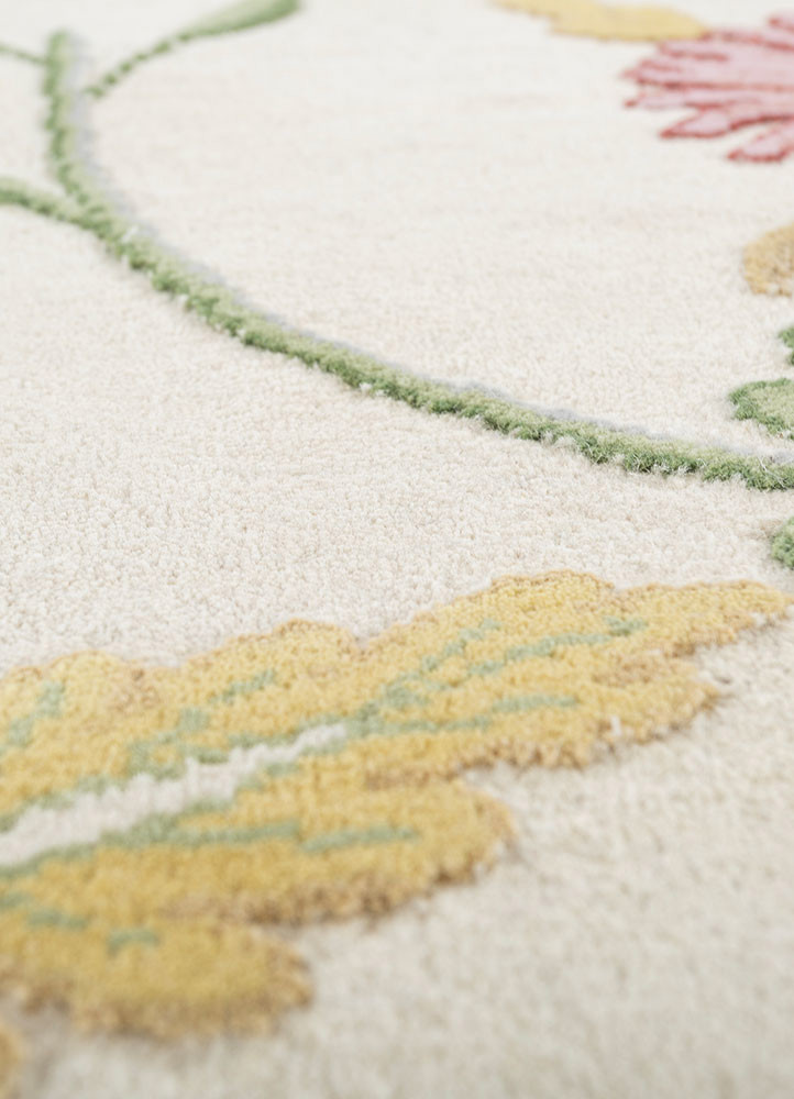 jardins du monde beige and brown wool hand knotted Rug - CloseUp jardins du monde beige and brown wool hand knotted Rug - CloseUp