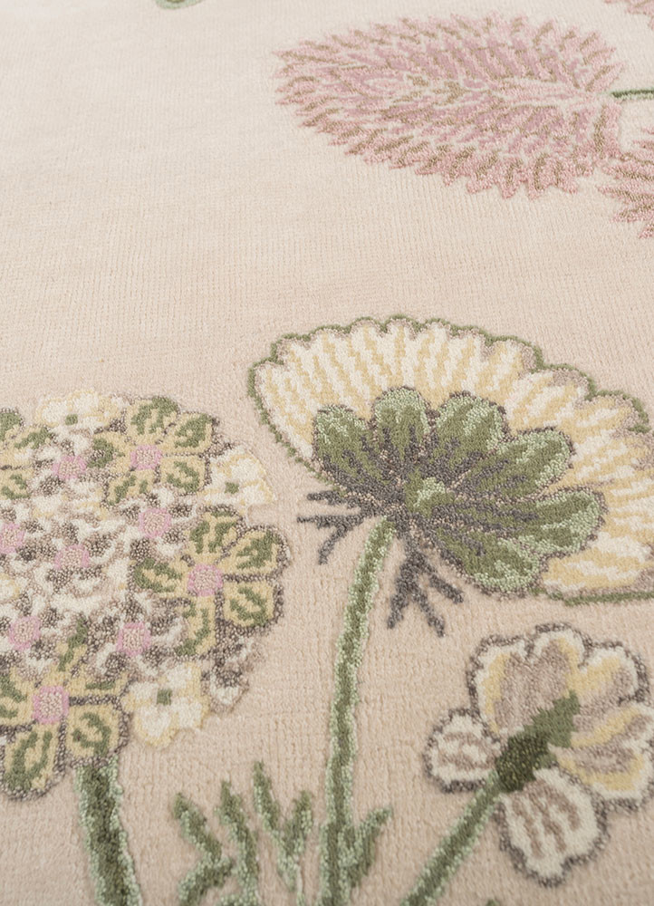 jardins du monde beige and brown wool hand knotted Rug - CloseUp jardins du monde beige and brown wool hand knotted Rug - CloseUp