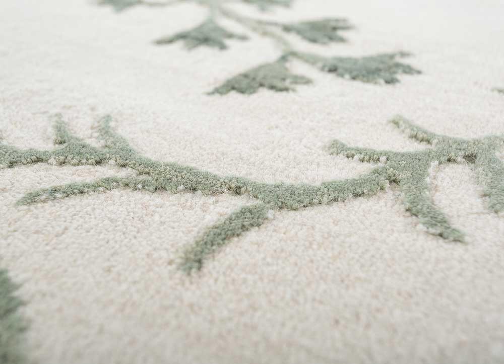 jardins du monde beige and brown wool hand knotted Rug - CloseUp