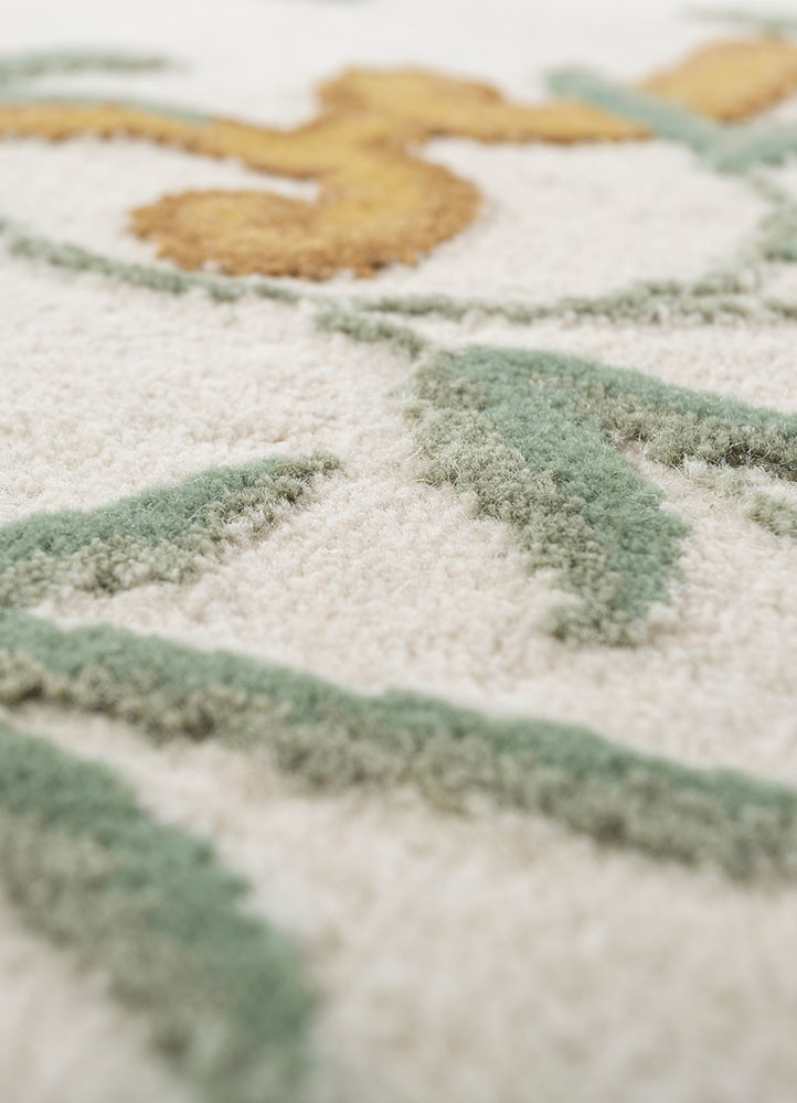 jardins du monde beige and brown wool hand knotted Rug - CloseUp jardins du monde beige and brown wool hand knotted Rug - CloseUp