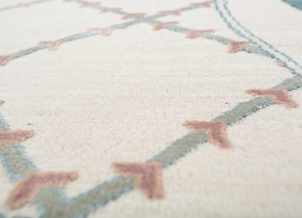 jardins du monde ivory wool and bamboo silk hand knotted Rug - CloseUp
