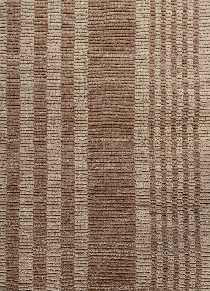 contour beige and brown wool hand loom Rug - CloseUp