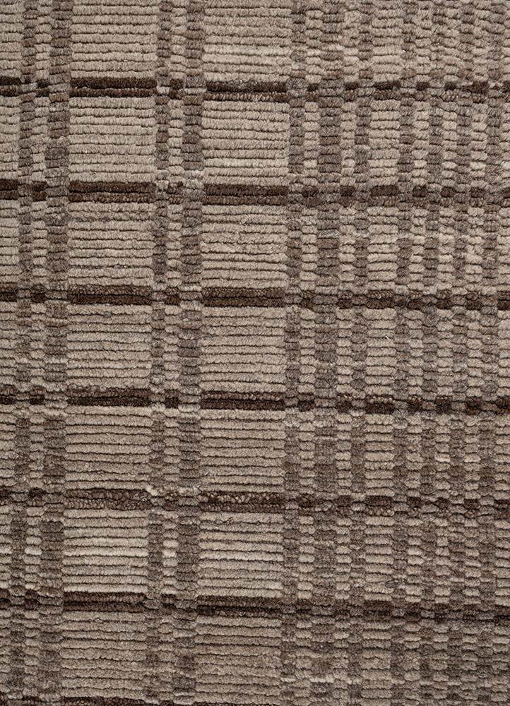 contour beige and brown wool hand loom Rug - CloseUp