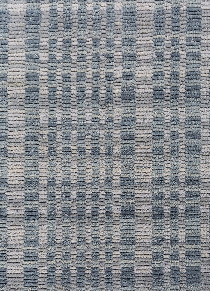 contour blue wool hand loom Rug - CloseUp contour blue wool hand loom Rug - CloseUp