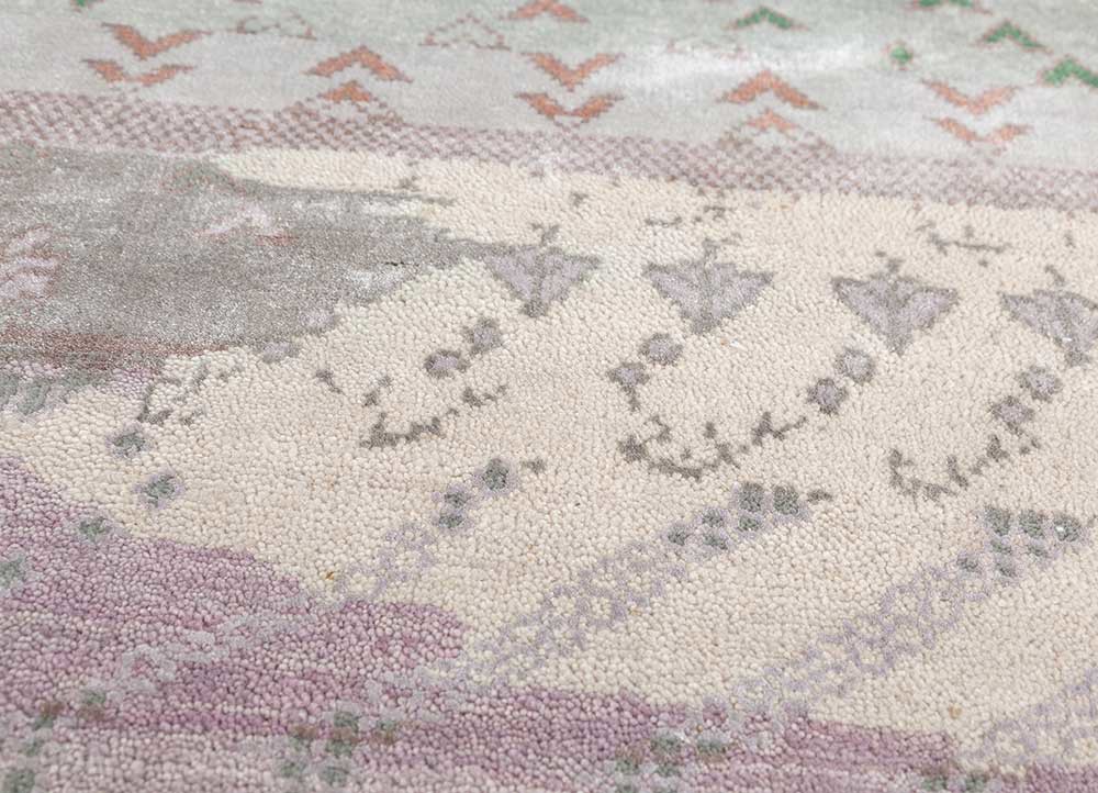 manchaha pink and purple wool and bamboo silk hand knotted Rug - CloseUp manchaha pink and purple wool and bamboo silk hand knotted Rug - CloseUp