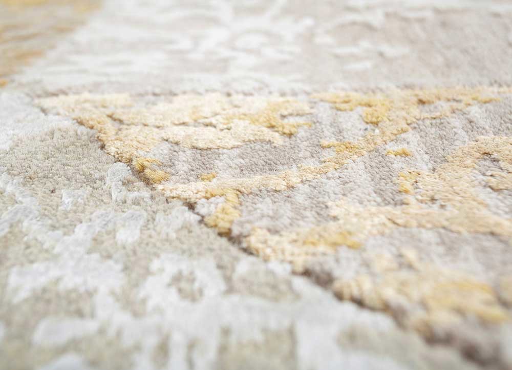 provenance ivory wool and bamboo silk hand knotted Rug - CloseUp