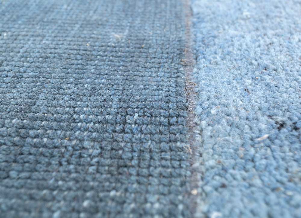 provenance blue wool hand knotted Rug - CloseUp provenance blue wool hand knotted Rug - CloseUp
