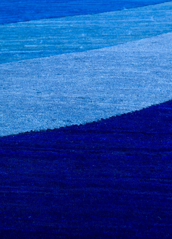 brahmaand blue wool hand knotted Rug - CloseUp